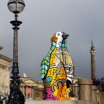Go Penguins by St George's Hall Liverpool. Wellington in the background.