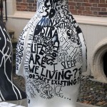 Go Penguins in the Bluecoat Centre courtyard