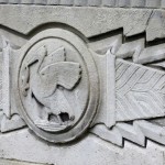 A decorative Liver Bird on the side of the Mersey Tunnel Building