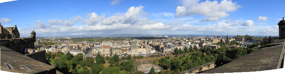 Edinburgh Panorama September 2015 Princes Street from Edinburgh Castle