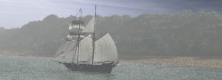 Ship running before a storm rendered in Vue 5 Infinite
