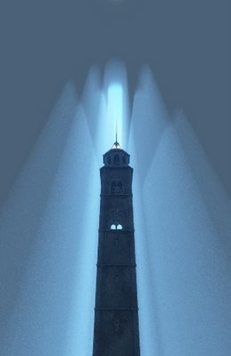 Belltower illuminated from behind with Godrays using Vue 6 Sky hole punching method